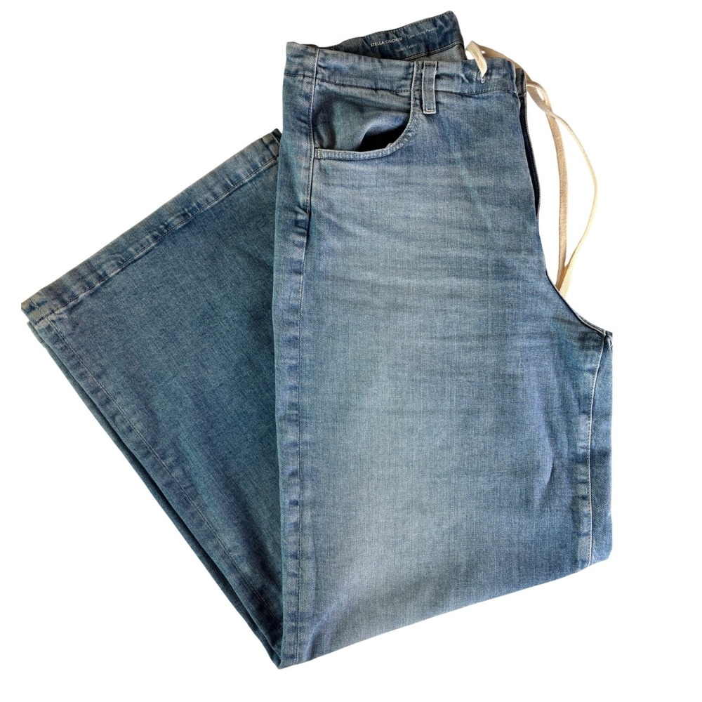 AG Adriano Goldschmied Stella Cinched Low Slung Palazzo Wide Leg Jeans Blue 32 - Picture 2 of 11